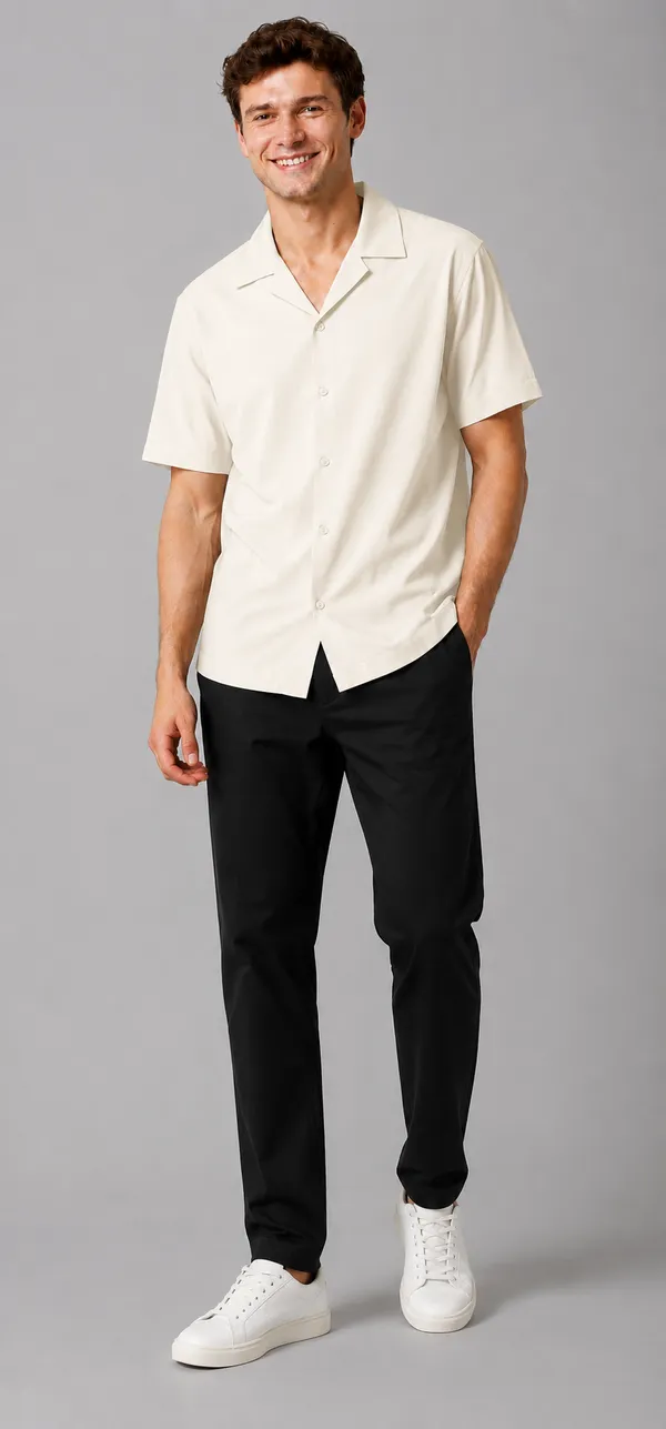 Men's_Off_white_Cuban_Collar_Cotton_Flex_Shirt_�_The_Resort_Collection