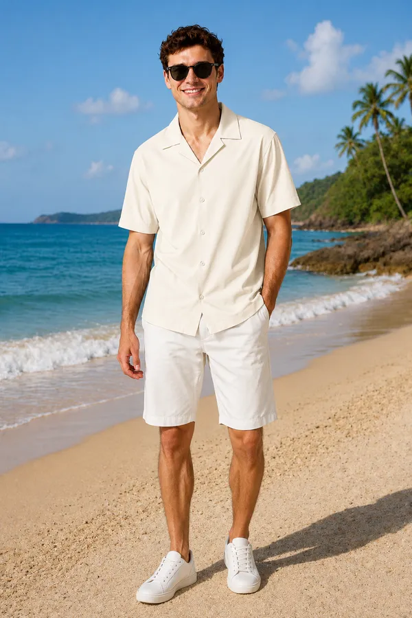 Men's_Off_white_Cuban_Collar_Cotton_Flex_Shirt_�_The_Resort_Collection