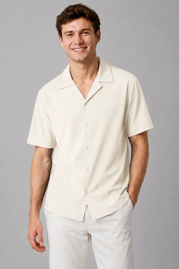 Men's_Off_white_Cuban_Collar_Cotton_Flex_Shirt_�_The_Resort_Collection