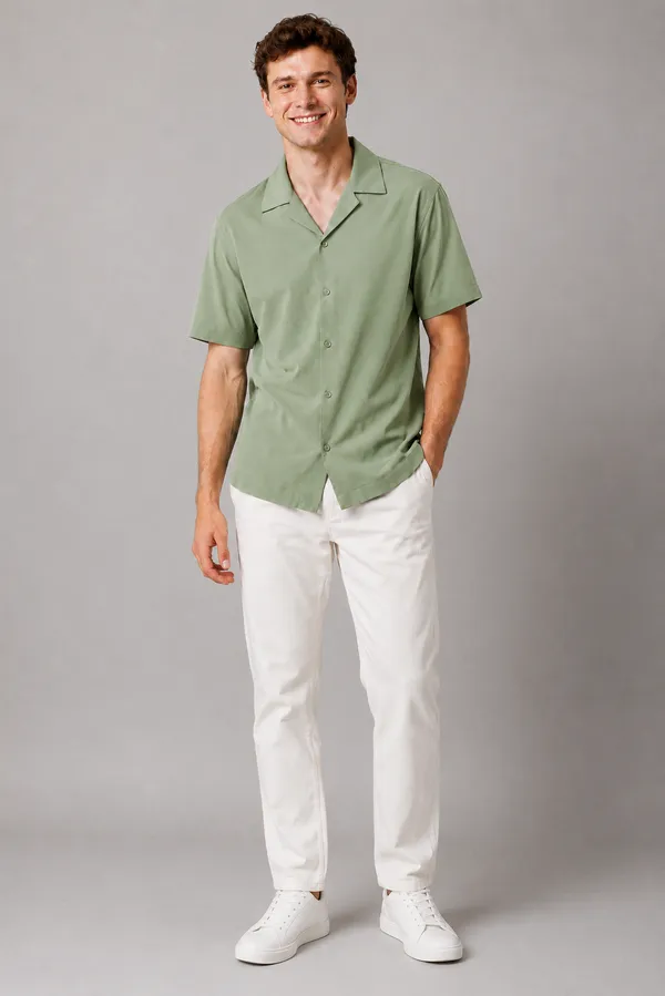 Men's_Sage_Green_Cuban_Collar_Cotton_Flex_Shirt_�_The_Resort_Collection