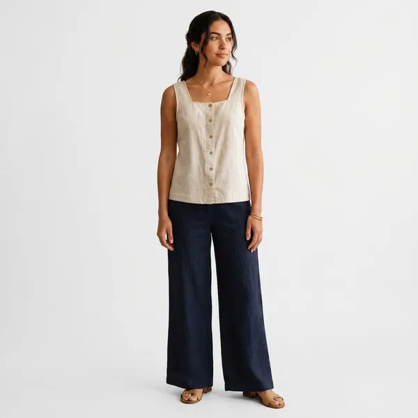 Ivory_Cotton_Relaxed_Fit_Button_Front_Top_For_Women