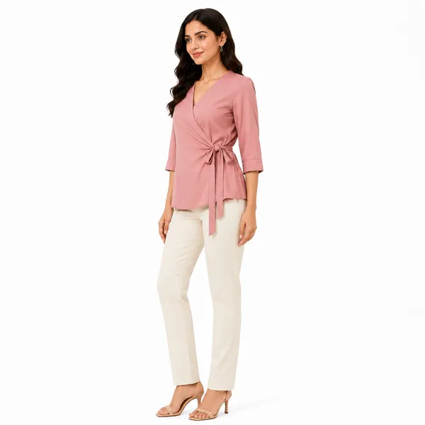 Pink_Cotton_Relaxed_Fit_Wrap_Style_Top_For_Women