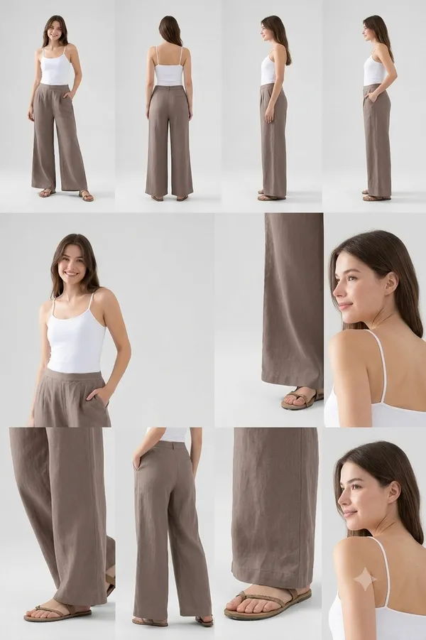 Women�s_Breathable_Taupe_Color_Cotton_Wide_Leg_Pants_�_Relaxed_Fit_Lounge_&_Casual_Trousers