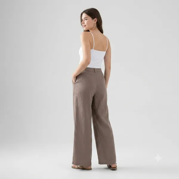 Women�s_Breathable_Taupe_Color_Cotton_Wide_Leg_Pants_�_Relaxed_Fit_Lounge_&_Casual_Trousers