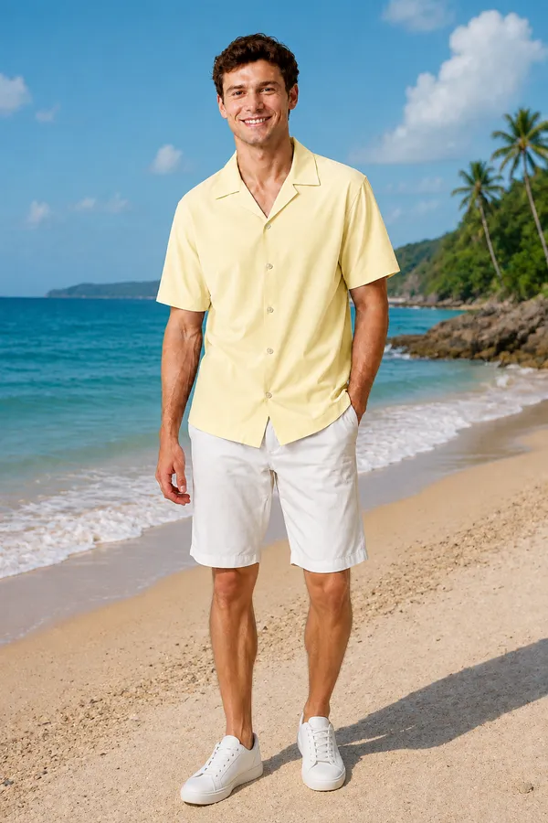 Men's_Rust_Light_Yellow_Collar_Cotton_Flex_Shirt_�_The_Resort_Collection