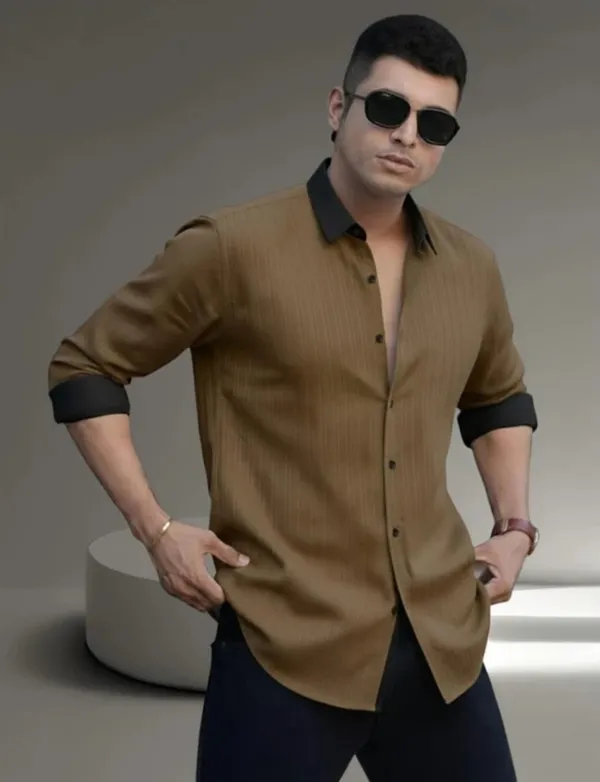 Brown_Textured_Casual_Shirt_for_Men