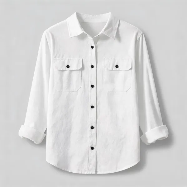 White_Cotton_Relaxed_Fit_Button_Down_Shirt_For_Women