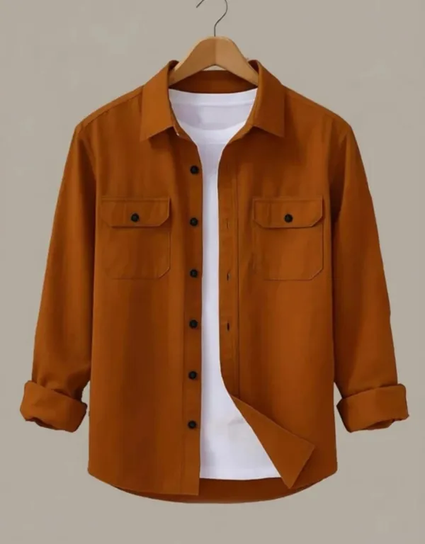 Orange_Casual_Button-Front_Overshirt_for_Men