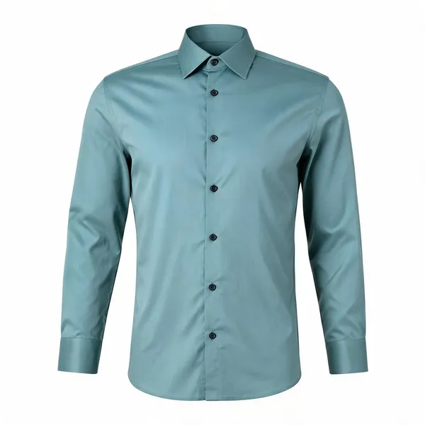 Teal_Cotton_Slim_Fit_Long_Sleeve_Shirt_For_Men