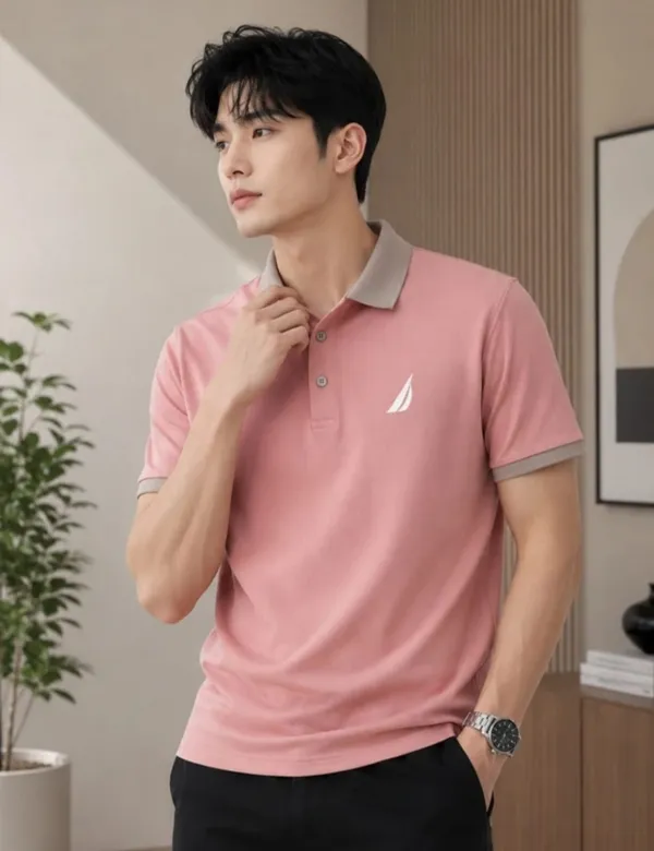 Pink_Contrast_Trim_Polo_T-Shirt_for_Men