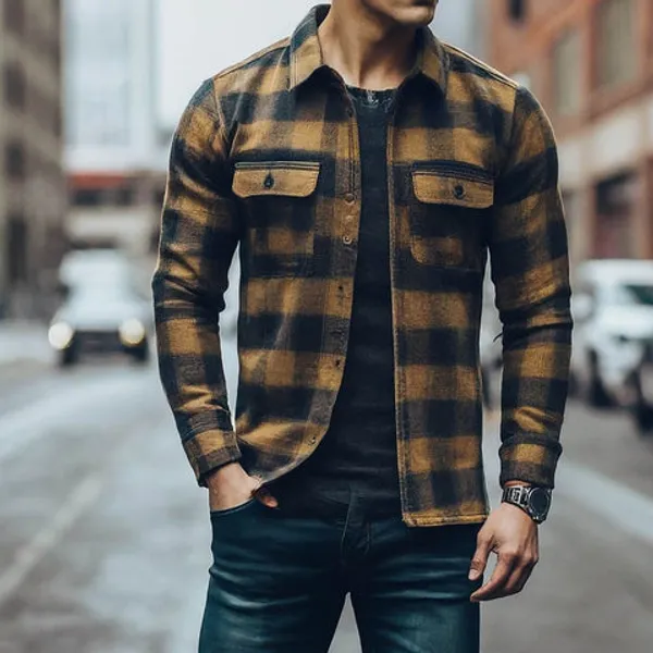 Brown_Checked_Casual_Shirt_Jacket_for_Men