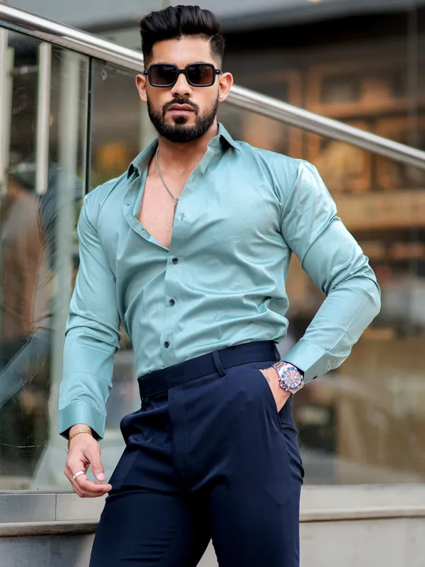 Teal_Slim_Fit_Long_Sleeve_Shirt_for_Men