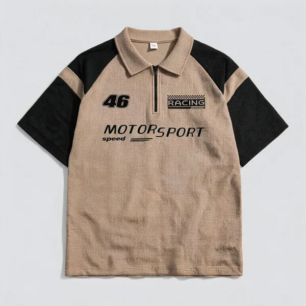 Beige_Cotton_Graphic_Half_Zip_Polo_T_Shirt_For_Men