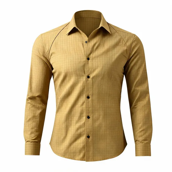 Mustard_Cotton_Textured_Slim_Fit_Shirt_For_Men