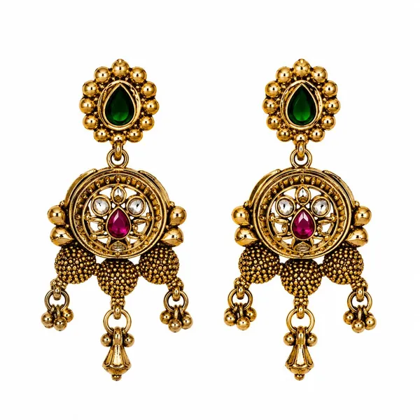 Gold_Tone_Green_Red_Statement_Necklace_Set_For_Women