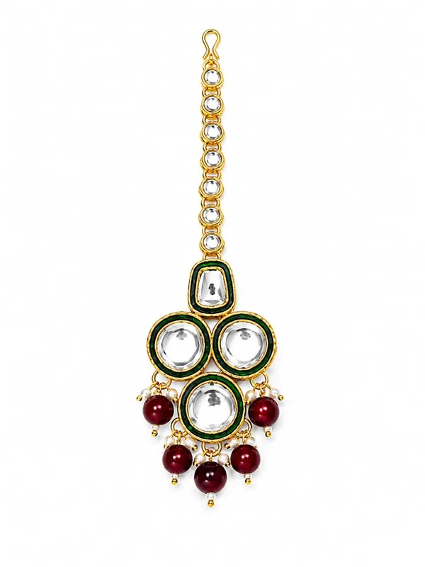 Gold_Tone_Traditional_Maang_Tikka_And_Earrings_Set_For_Women