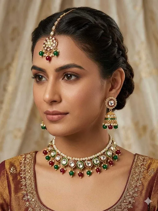 Green_Maroon_Gold-Plated_Kundan_Pearl_Bridal_Dulhan_Jewellery_Set_For_Women