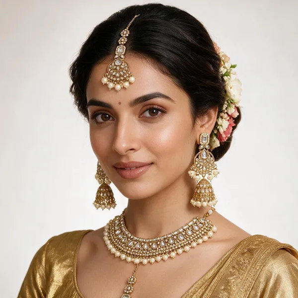 Gold-Tone_Kundan_Pearl_Maang_Tikka_And_Jhumka_Set_For_Women