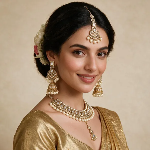 Gold-Tone_Kundan_Pearl_Maang_Tikka_And_Jhumka_Set_For_Women