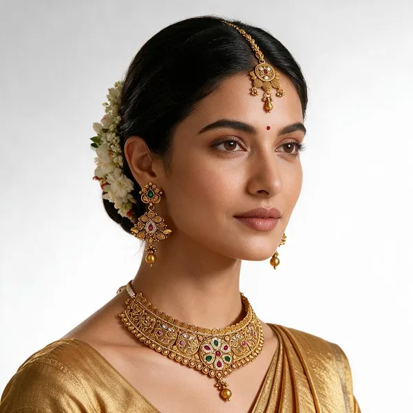 Gold-Tone_Floral_Kundan_Red_Green_Stone_Necklace_Set_For_Women
