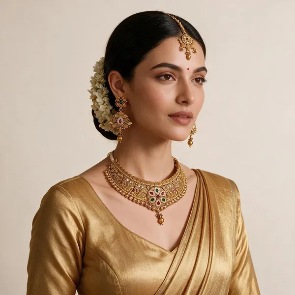 Gold-Tone_Floral_Kundan_Red_Green_Stone_Necklace_Set_For_Women