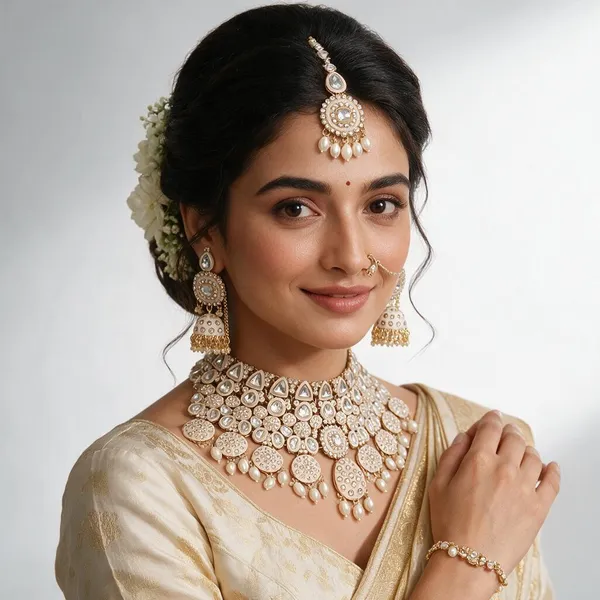 White_Gold-Plated_Kundan_Pearl_Bridal_Jewellery_Set_For_Women