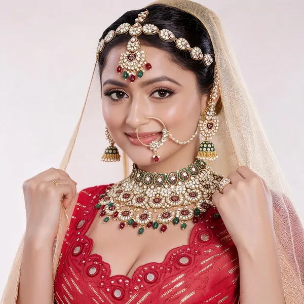 Maroon_Green_Gold-Plated_Kundan_Pearl_Bridal_Jewellery_Set_For_Women