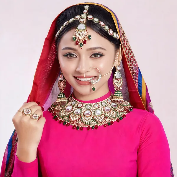 Maroon_Green_Gold-Plated_Kundan_Pearl_Bridal_Jewellery_Set_For_Women