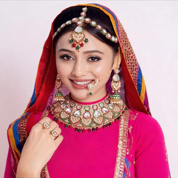 Maroon_Green_Gold-Plated_Kundan_Pearl_Bridal_Jewellery_Set_For_Women