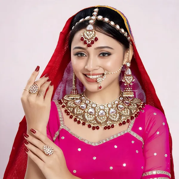 Maroon_Gold-Plated_Kundan_Pearl_Bridal_Jewellery_Set_For_Women