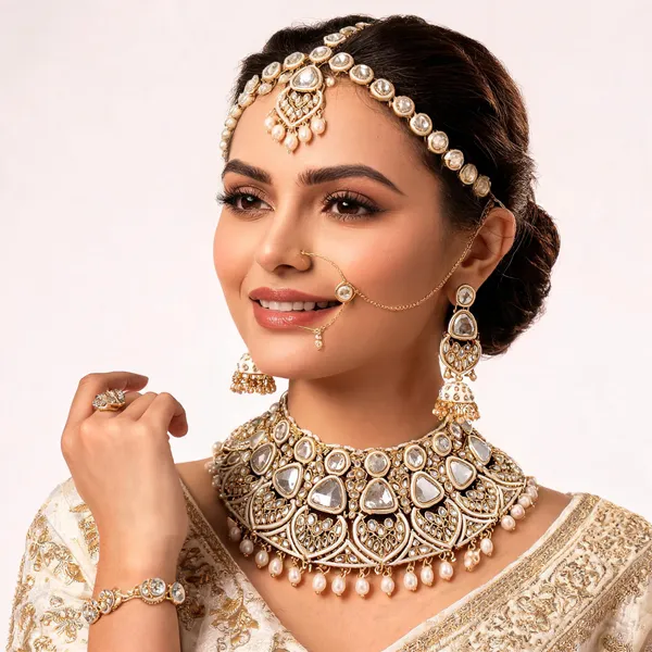White_Gold-Plated_Kundan_Pearl_Bridal_Jewellery_Set_For_Women