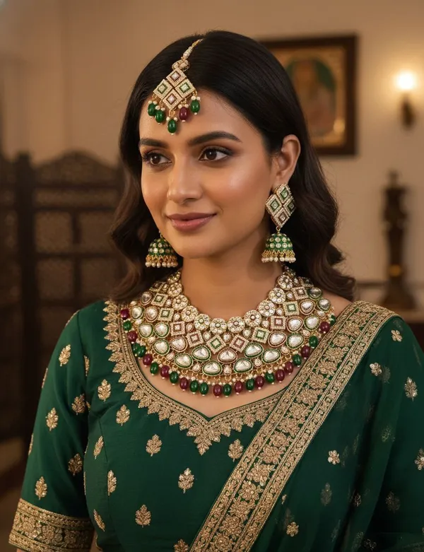 Maroon_Green_Gold-Plated_Kundan_Pearl_Bridal_Jewellery_Set_For_Women