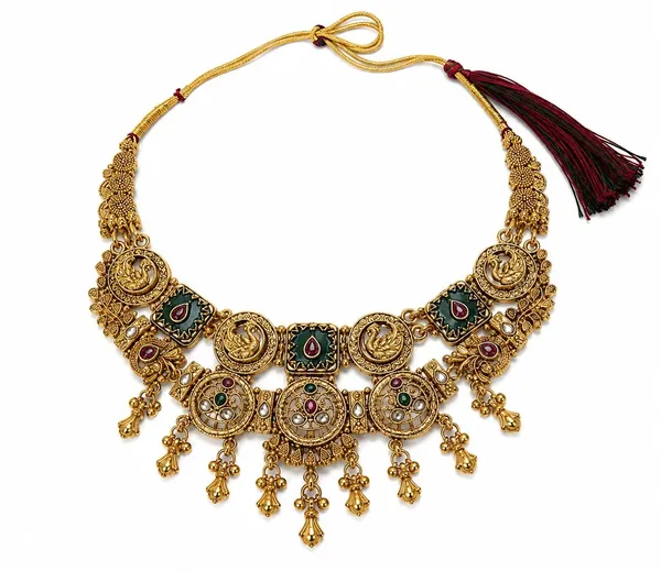 Gold_Tone_Green_Red_Statement_Necklace_Set_For_Women