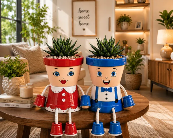 Plastic_Decorative_Character_Design_Planters_Set_Of_2
