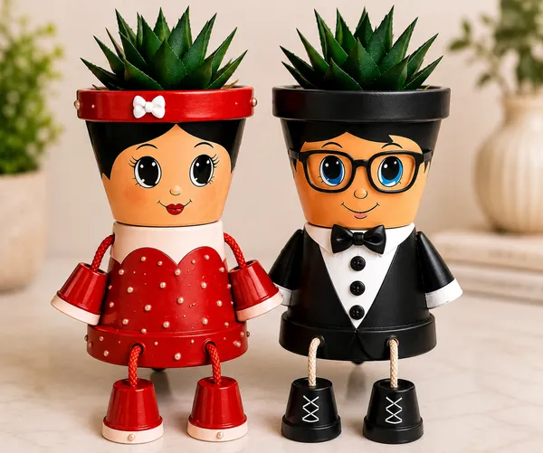 Plastic_Decorative_Couple_Character_Planters_Set_Of_2
