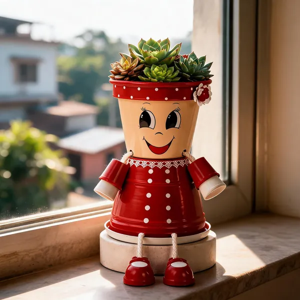 Plastic_Whimsical_Polka_Dot_Character_Planters_Set_Of_2