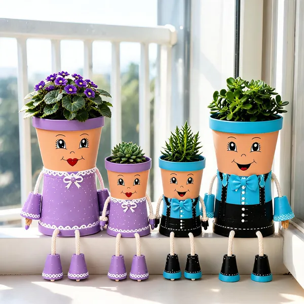 Plastic_Decorative_Painted_Character_Plant_Pots_Set_Of_4