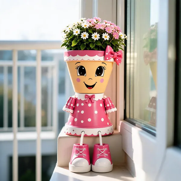 Plastic_Decorative_Floral_Character_Plant_Pots_Set_Of_2