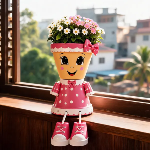 Plastic_Decorative_Floral_Character_Plant_Pots_Set_Of_2