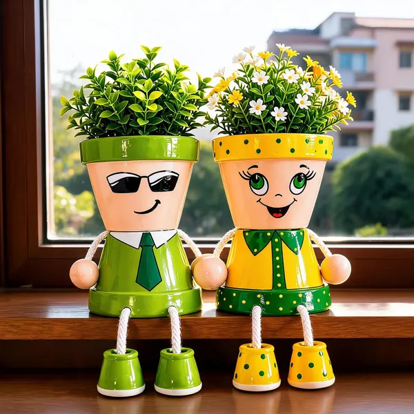 Plastic_Decorative_Polka_Dot_Character_Planters_Set_Of_2