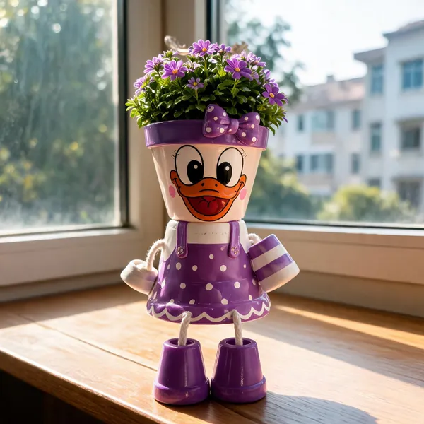 Plastic_Decorative_Cartoon_Duck_Painted_Planters_Set_Of_2