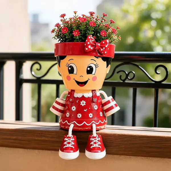 Plastic_Decorative_Cartoon_Couple_Flower_Pots_Set_Of_2