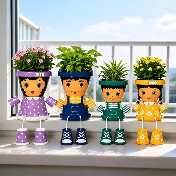 Plastic_Decorative_Doll_Shaped_Flower_Pots_Set_Of_4