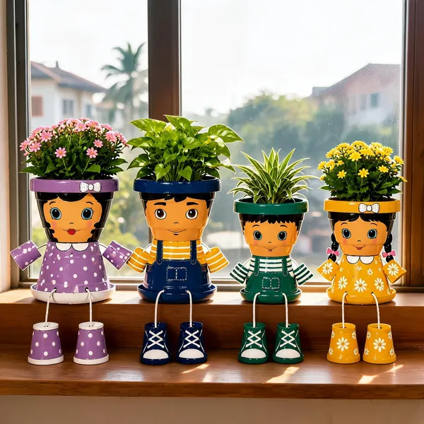 Plastic_Decorative_Doll_Shaped_Flower_Pots_Set_Of_4