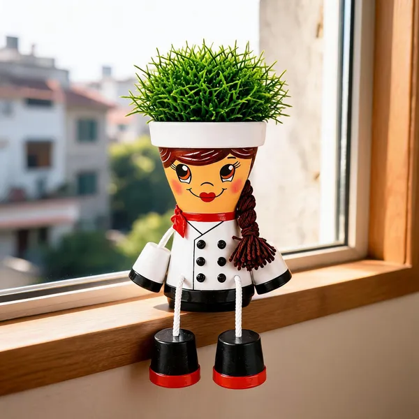Plastic_Decorative_Chef_Girl_Figurine_Planter