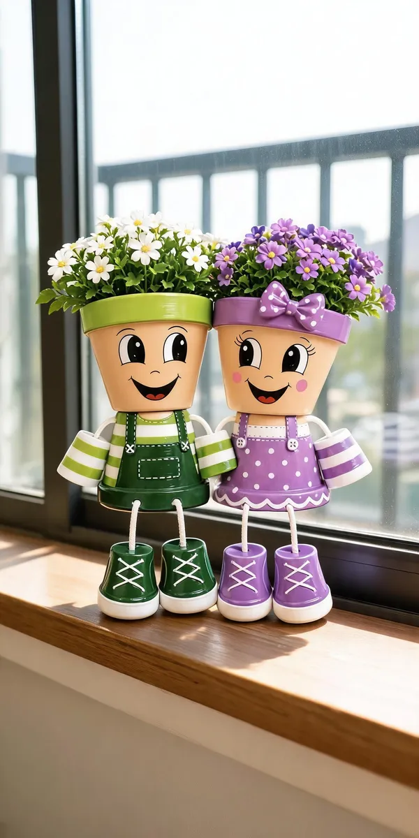 Plastic_Hand-Painted_Character_Flower_Planter_Set_Of_2