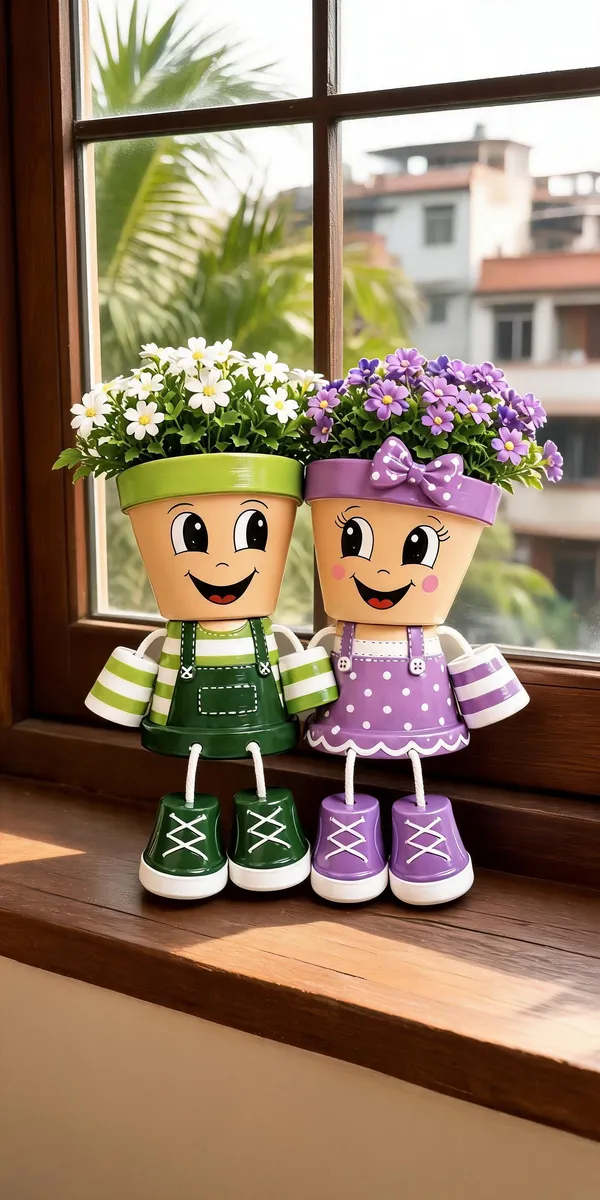 Plastic_Hand-Painted_Character_Flower_Planter_Set_Of_2
