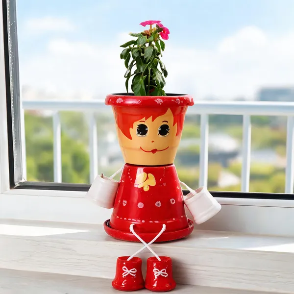 Plastic_Decorative_Hand-Painted_Family_Figurine_Planter_Set_Of_3