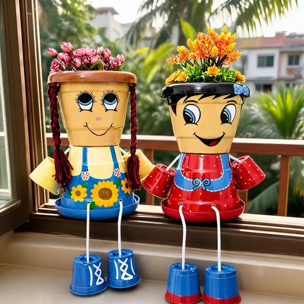 Plastic_Decorative_Character_Flower_Planter_Set_Of_2