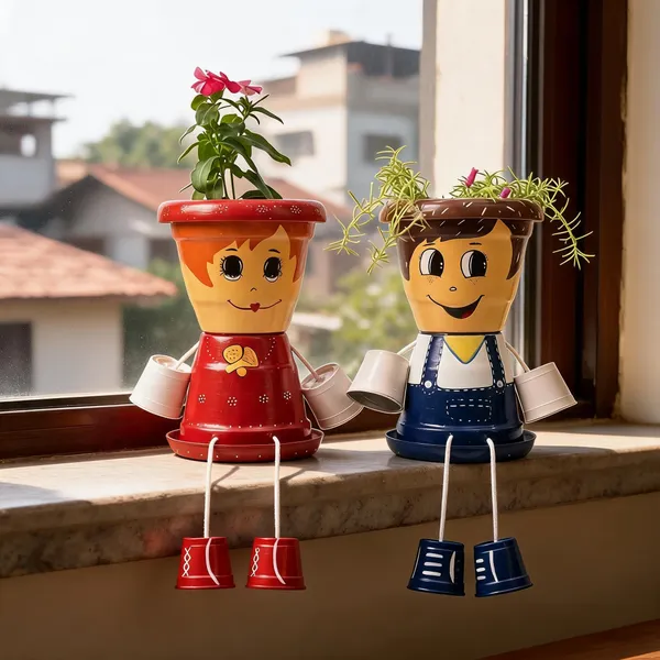 Plastic_Decorative_Painted_Figurine_Hanging_Legs_Planter_Set_Of_2